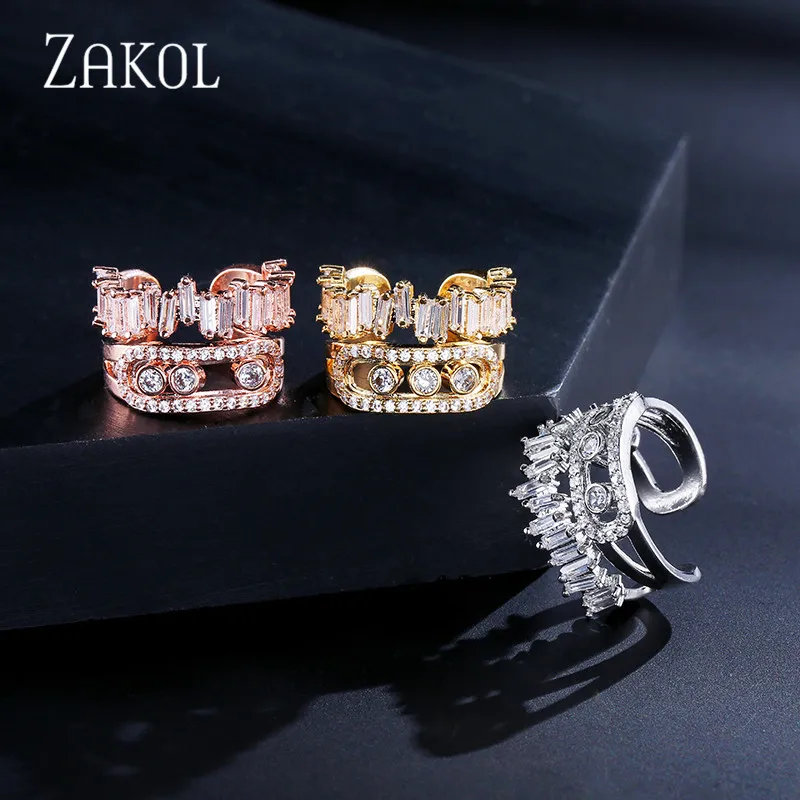 ZAKOL Модный высококачественный Регулируемый Ювелирное кольцо для новобрачных с