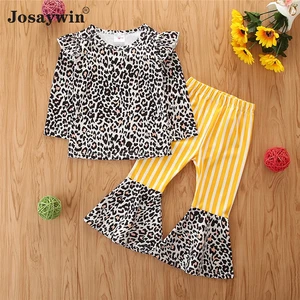 Josaywin Baby Clothes Children Suits Kids Girls 2 Pieces Sets Long Sleeve Top+pant Summer Autumn Leopard Girl Baby Clothes Sets