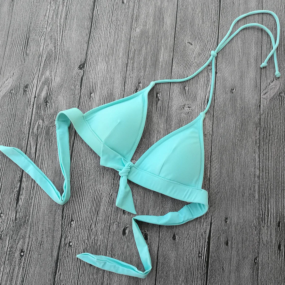 Треугольное бикини для женщин 2020 сексуальный голубой купальник дизайнерский