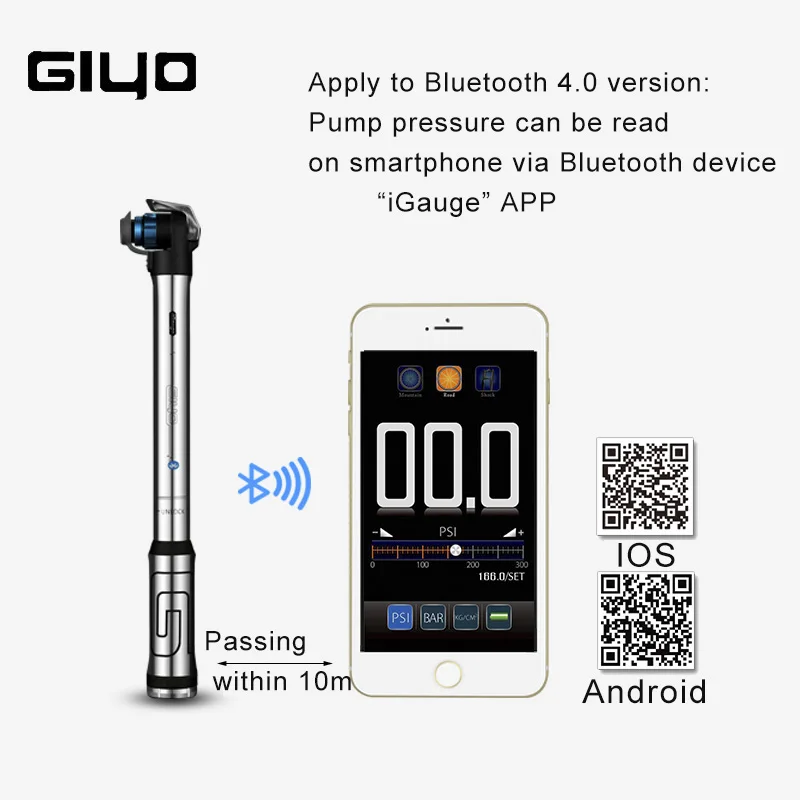 GIYO велосипедный насос электрический насос давление воздуха 120PSI беспроводной Смарт Bluetooth воздушный насос клапан Schrader Presta велосипедный насос