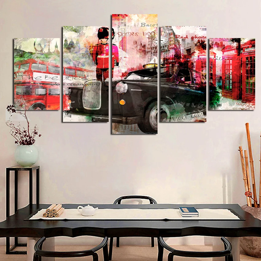 

City Series Canvas Painting 5pcs Home Decor Landscape Pictures Modern And Stylish Living Room Wall Art No Frame Sofa Background