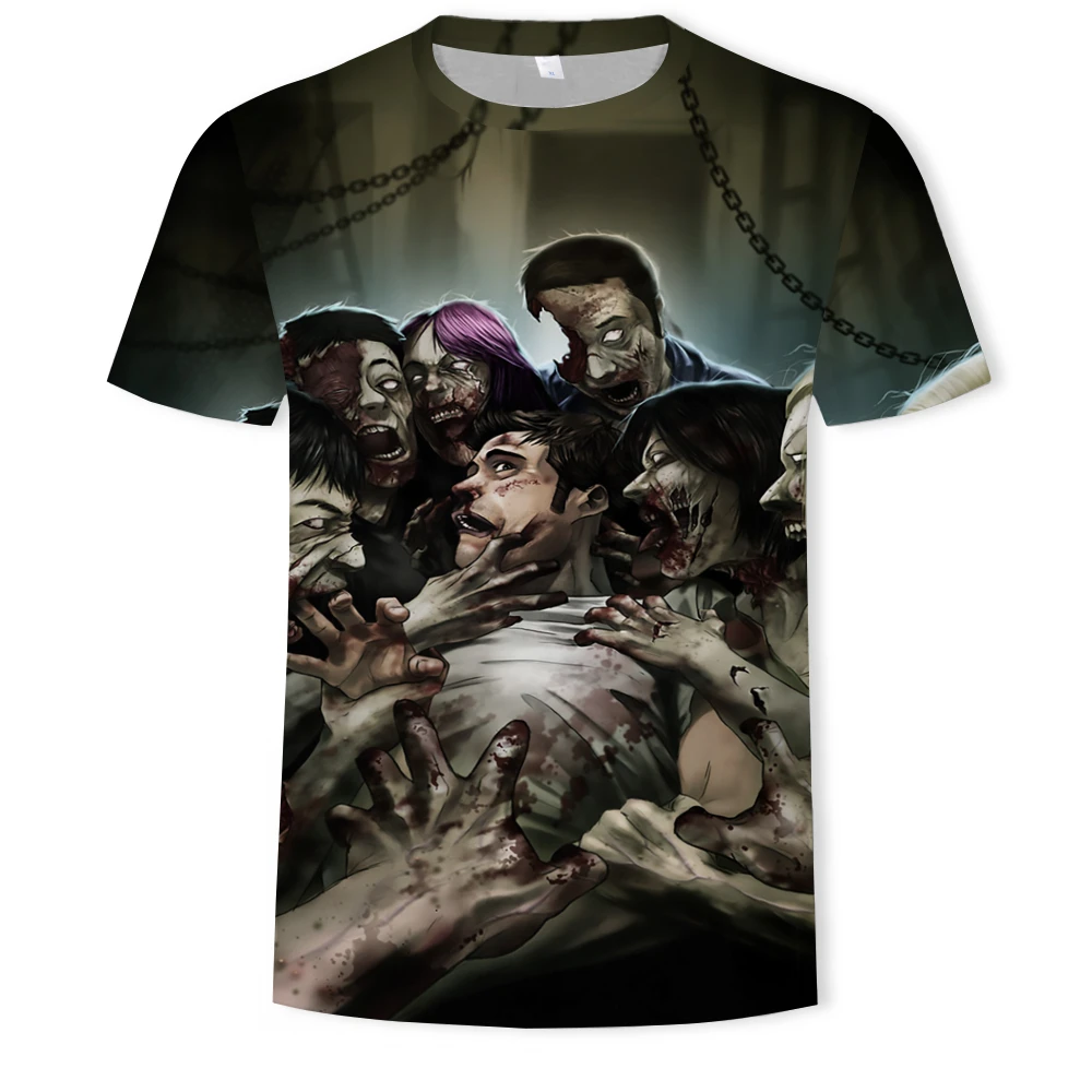 

Hot sale boy summer 2021 T-shirt fashion 3D printing anime series fashion casual sports short sleeve O-neck horror recommendatio