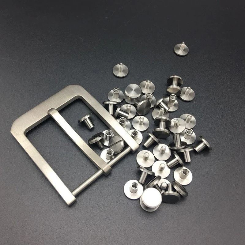

Solid Titanium Alloy Screws With Flat Head For Belt Buckle 3 Pcs As A Set