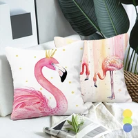 nordic fresh cushion cover pink flamingo watercolor pillow case for sofa bed living room decorative home decor soft covers 45x45