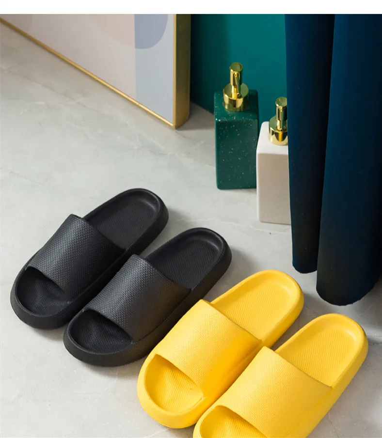 Shit feeling slippers female summer home indoor thick-soled couple soft bath non-slip bathroom sandals and | Дом и сад