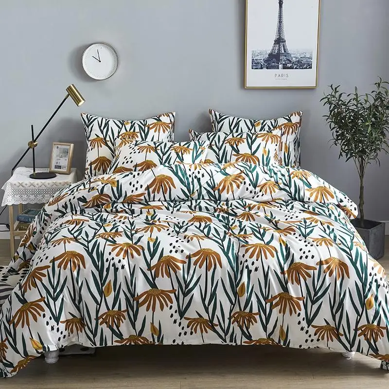 

Luxury Egyptian 100% Cotton Flower Printed Bedding Set USA Twin Queen King Size Bright Duvet Cover Set