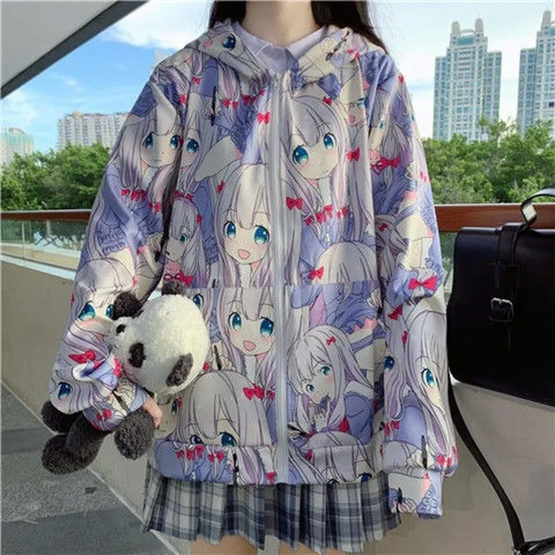 

Anime Hoodie Kawaii Zip Up Hoodies Women Egirl Streetwear Harajuku Sweatshirt Japan Style Cute Hooded Korean Fashion
