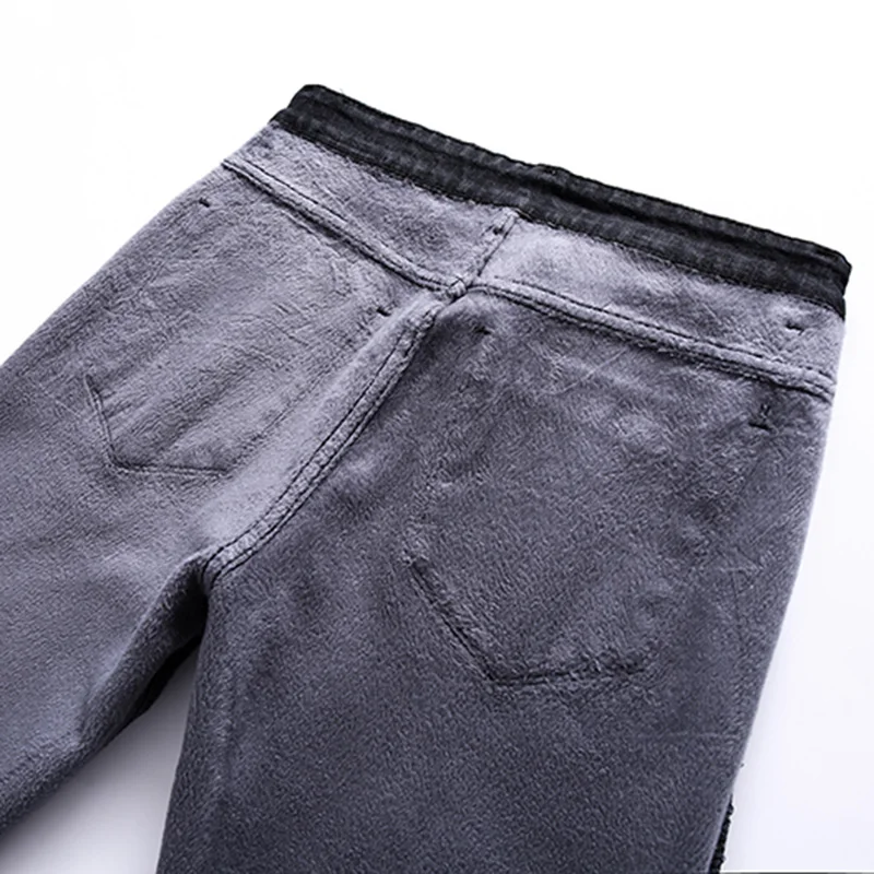Мужские бархатные джинсы HCXY Классические Теплые прямые мужские стрейч толстые