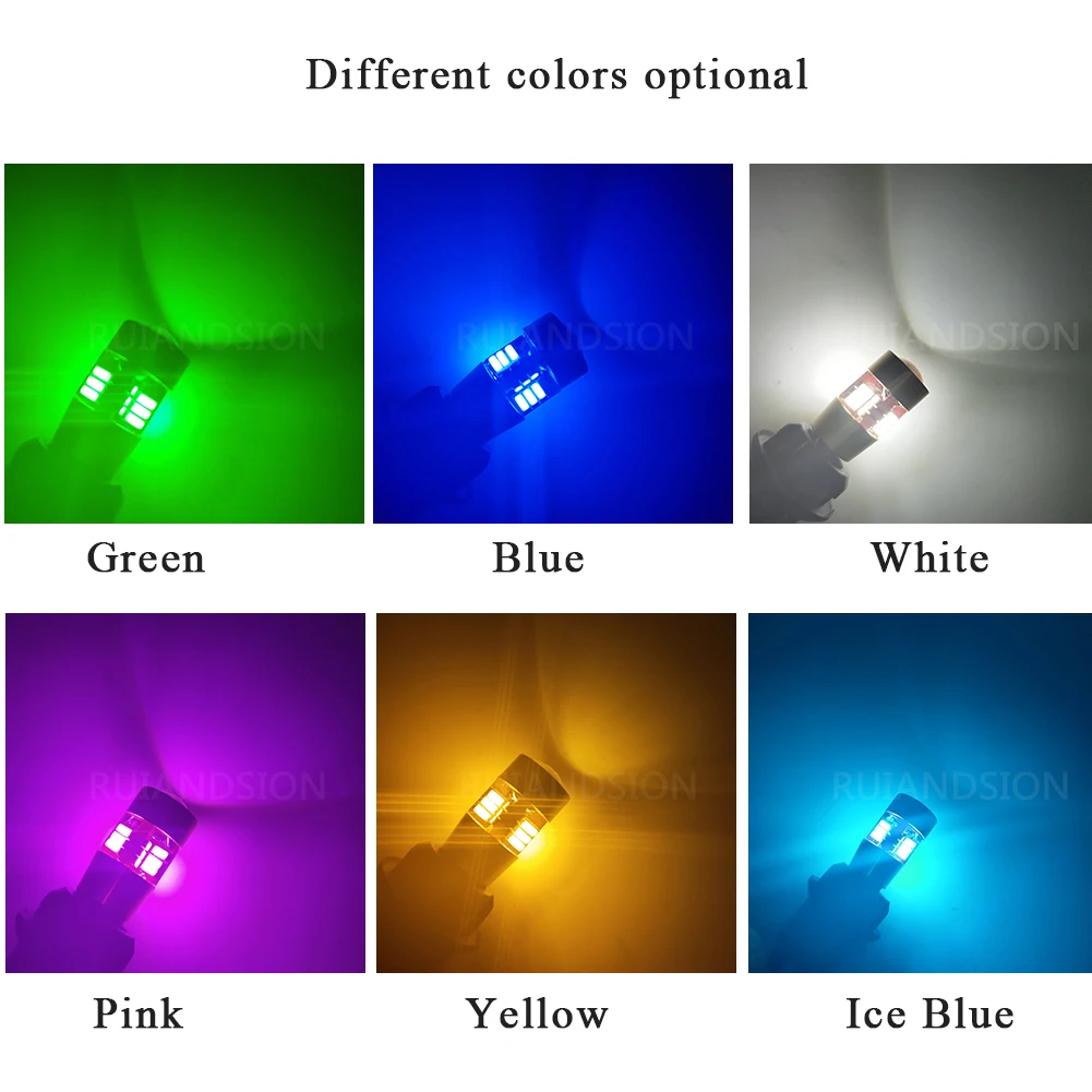 

2x T10 W5W LED Canbus Signal Light 12V 24SMD Car Interior Trunk Luggage Side Lamp Blue Yellow White Pink Ice Blue Green