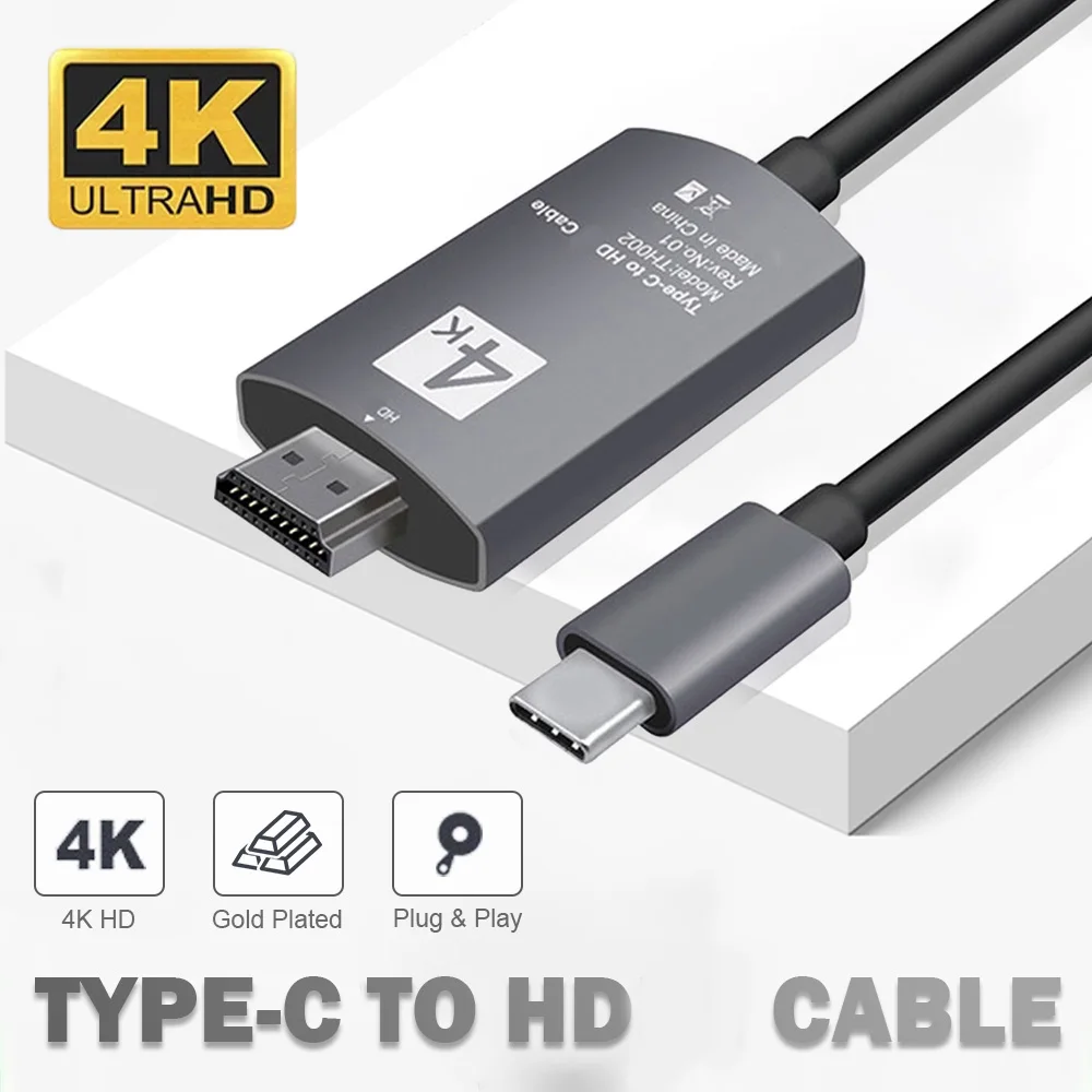 

4K 30Hz 60Hz Type C Converter Type C to HDMI-Compatible Cablefor Laptop Smart Phone USB-C to HDMI-compatible Adapter