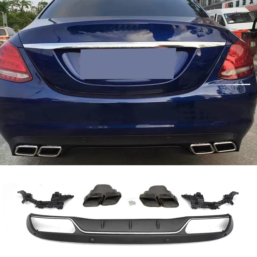 ПП заднего диффузор с Глушитель для Mercedes Benz C Class W205 C200 C250 Седан 4-дверный- спортивный/C63 AMG