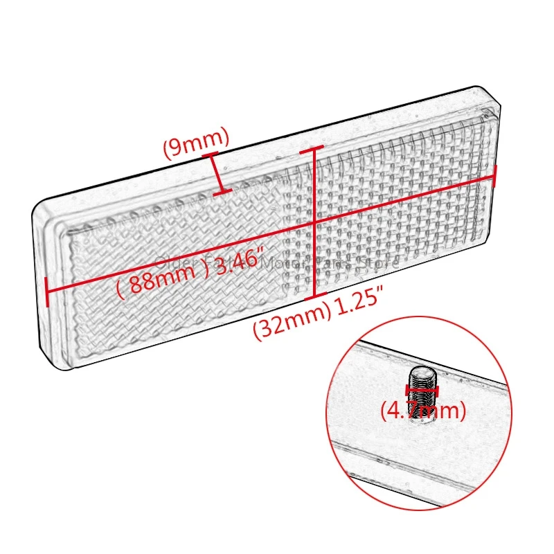 

Rectangle Red Warning Strip Tape Safety Sticker Reflector For Harley Honda ATV Universal Car Motorcycle Plastic Reflective Trim