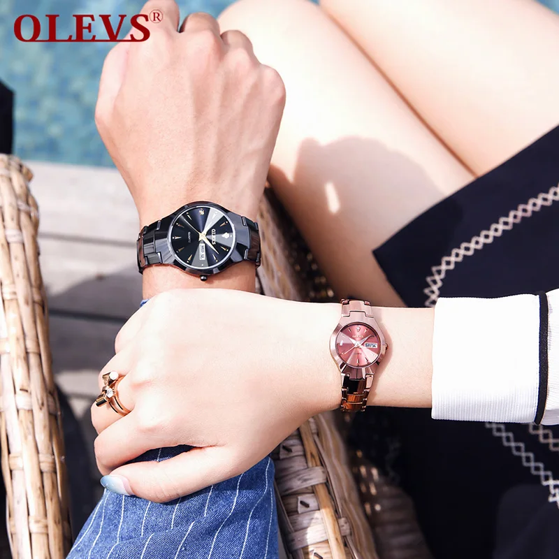 OLEVS Top Brand Sport Men Women Watch Stainless Steel Wristwatch Luxury Quartz Couple Watches Fashion Business Clock Reloj Mujer