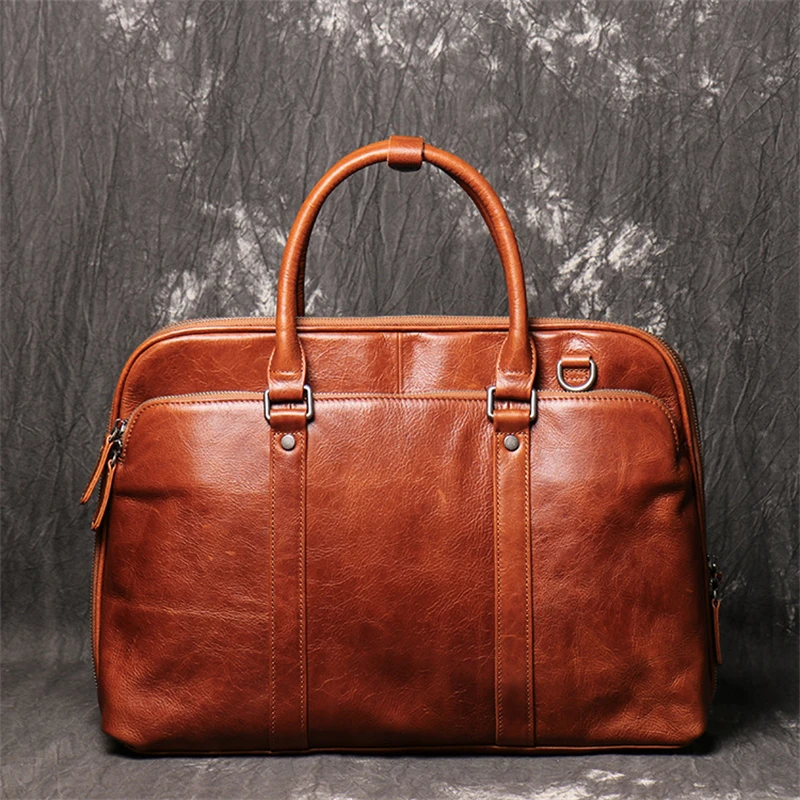 

Деловая сумка A4 из натуральной кожи для мужчин, вместительный черно-коричневый портфель для ноутбука 14 и 15,6 дюймов, мессенджеры, M1050