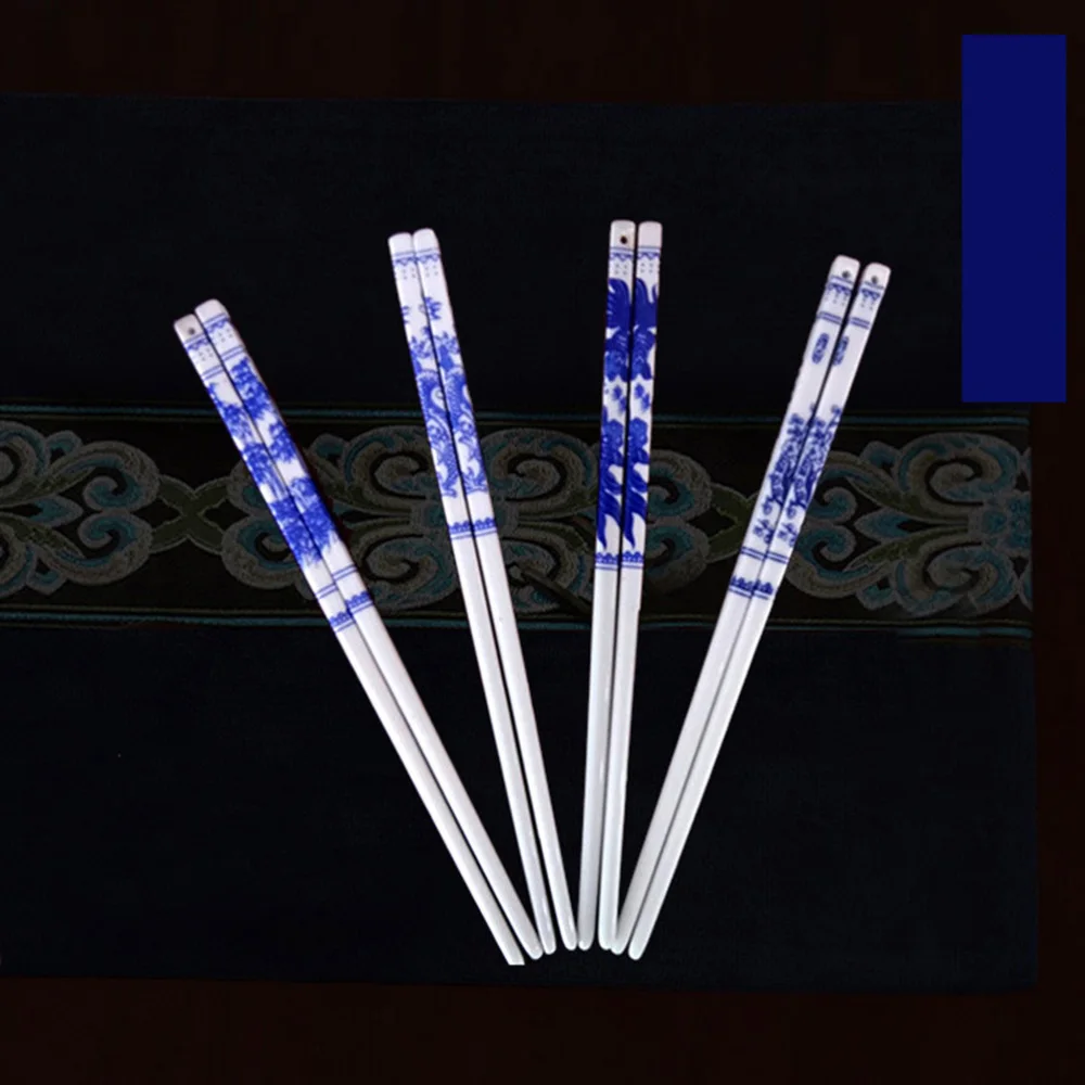5 пар синие и белые фарфоровые палочки для еды керамические длинные китайская