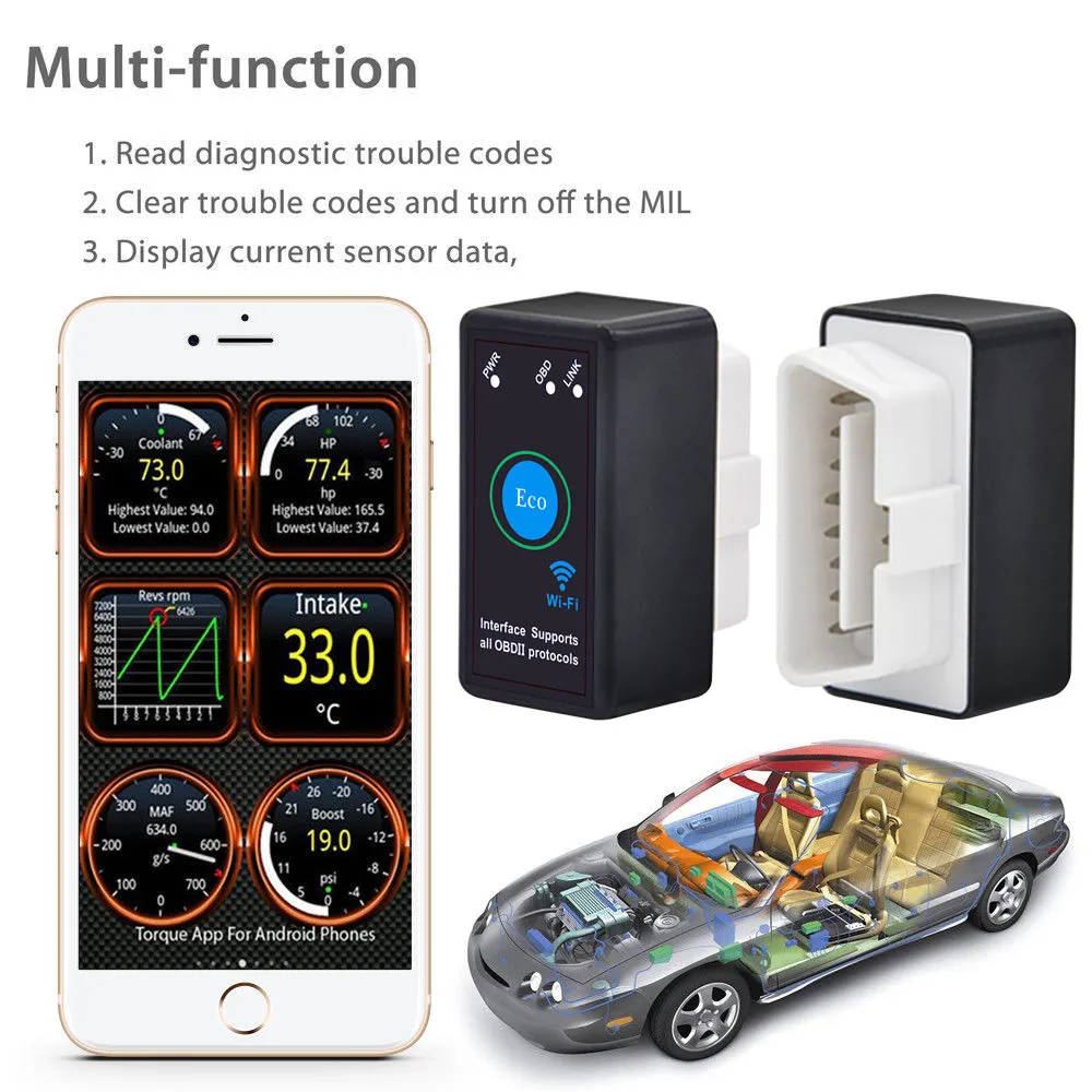 Горячая ELM327 OBDII OBD2 WiFi автомобильный диагностический беспроводной сканер