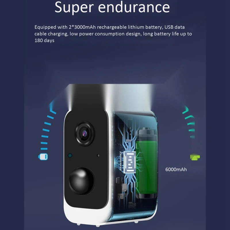 

Surveillance Camera Wireless Wifi Network Camera Indoor Home 1080P HD Rechargeable Camera 2MP