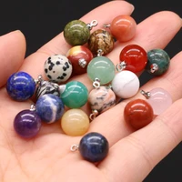 5pcs natural stone charms multicolor rose quartz agate stone ball pendants crafts handmade jewelry making necklace bracelet 10mm