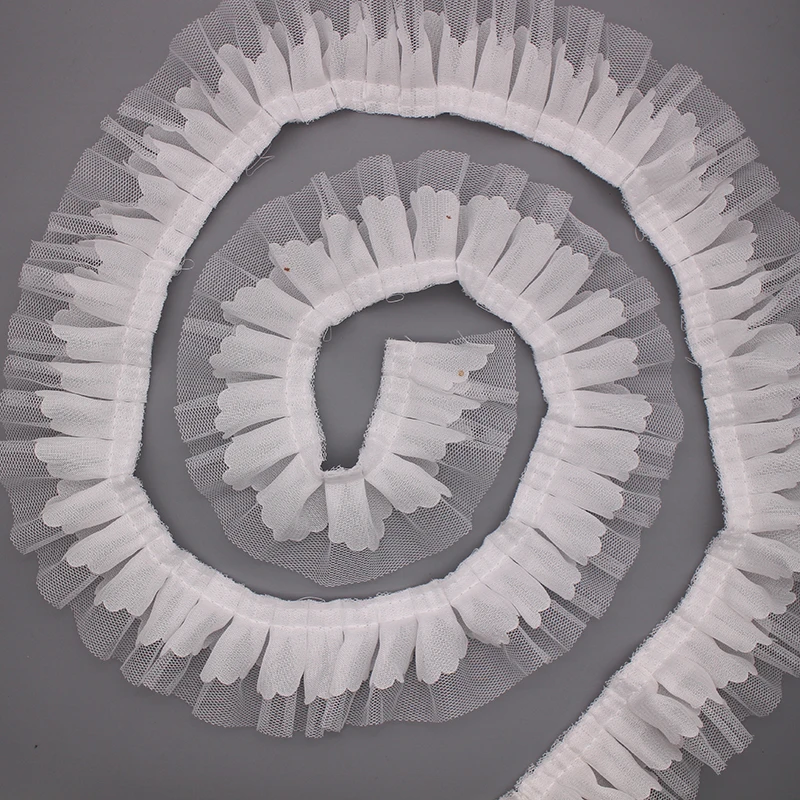 2 ярда белая 2-слойная плиссированная органза швейцарская вуаль кружевная