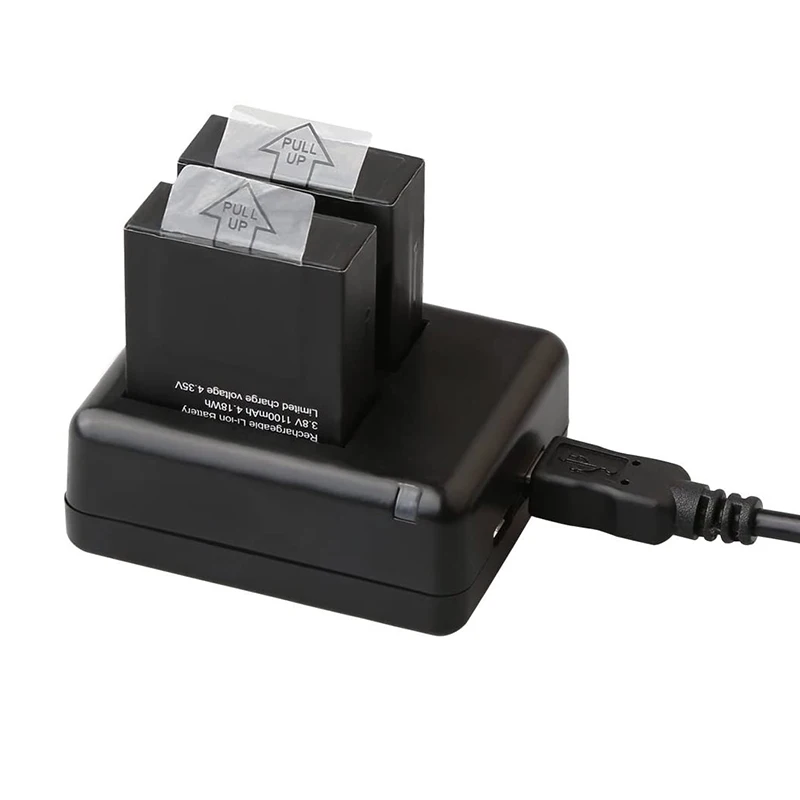AKASO V50 Elite Battery 2x1100mAh аккумуляторная батарея для экшн камеры с USB двойным зарядным
