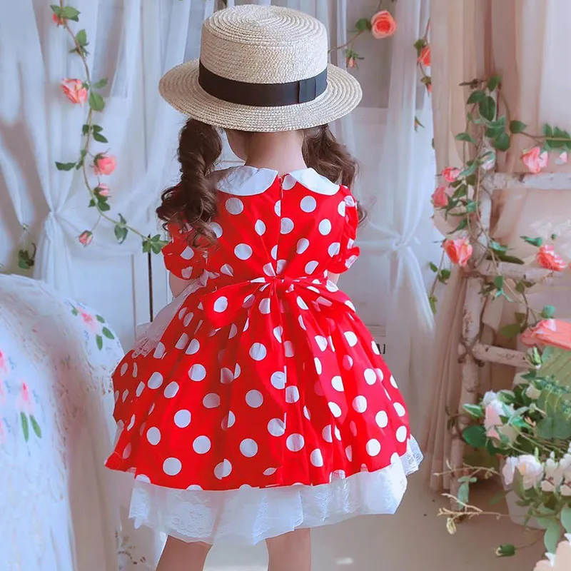 

Children Spanish Dresses Baby Girls Turkey Vintage Style Boutique Clothes Baby Strawberry Dot Dress Infant Birthday Ball Gown