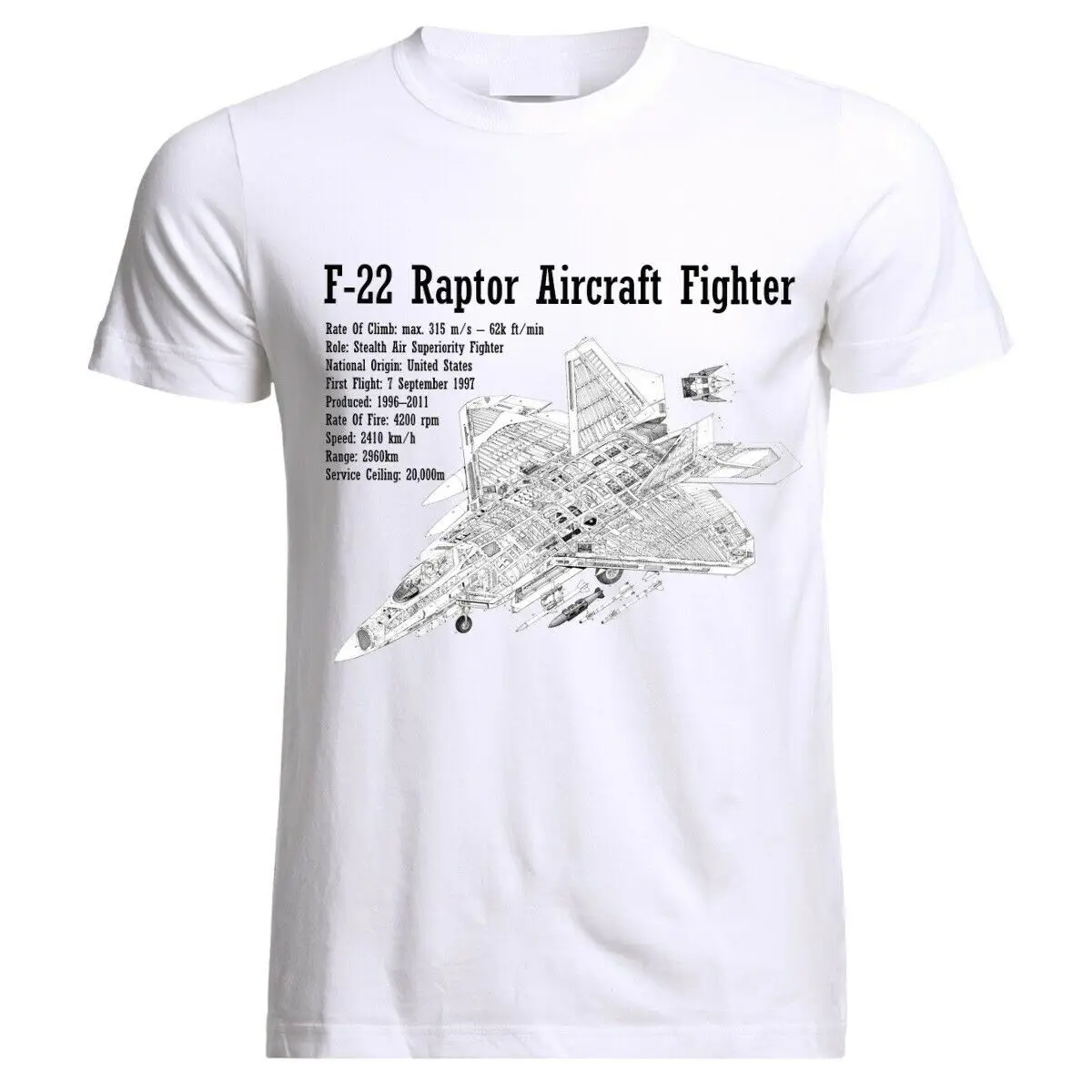 

F-22 Raptor Air Fighter Aircraft Jet Luftkampf Flugzeug Blueprint T-Shirt