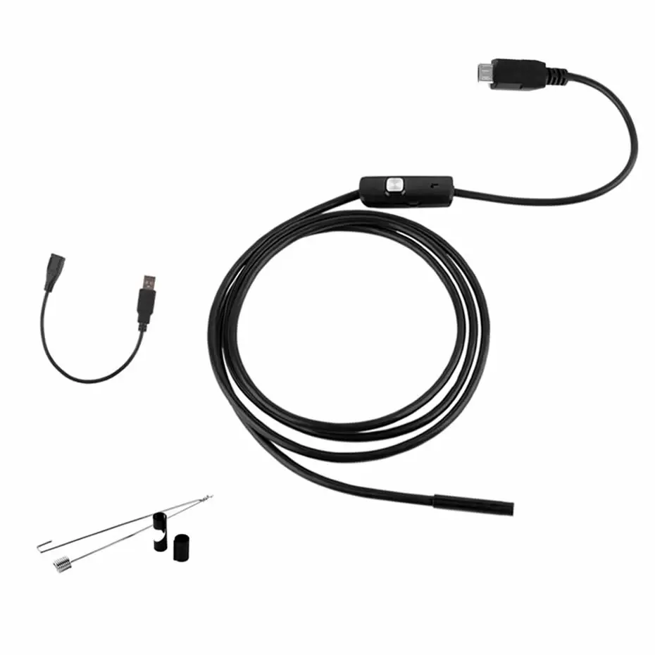 7 мм эндоскоп камера 2 в 1 USB мини-видеокамеры IP67 Водонепроницаемый 6 светодиодный бороскоп Инспекционная камера автомобиля для Android PC