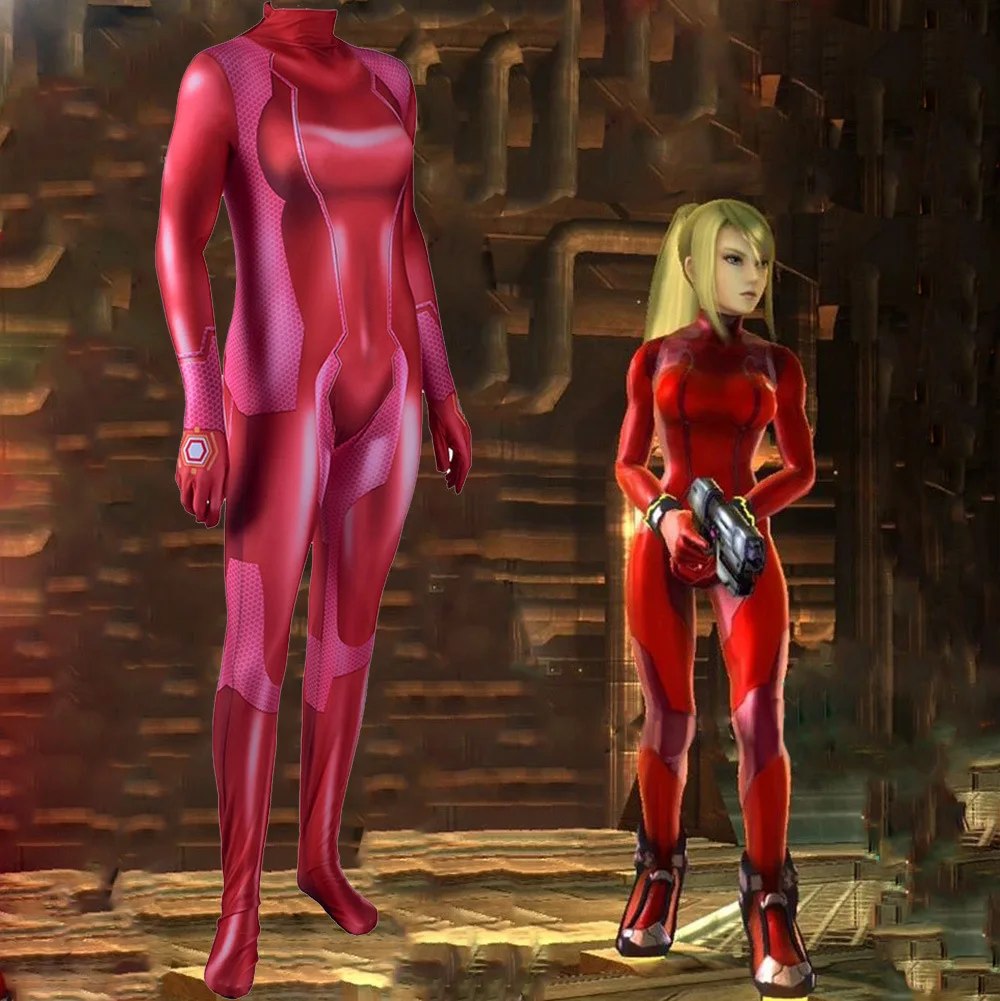 Костюм для косплея Метроид Самус Аран наряды зентай Униформа комбинезон боди