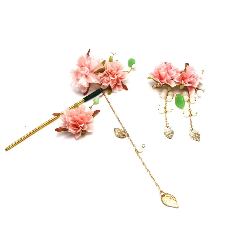 Этнические розовые свадебные кружевные цветочные серьги палочка для волос с