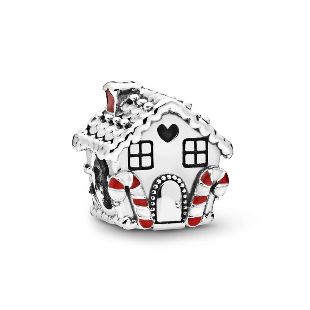 

Winter Real 925 Sterling Silver Bead Gingerbread House Charm Fit Original Women pandora Bracelet Bangle Gift DIY Jewelry