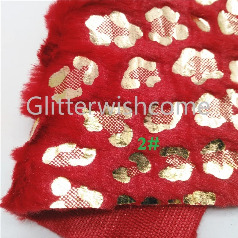 Glitterwishcome 21X29 см A4 Размер золото печатных Леопард мех ткани листы для бантов, GM482A