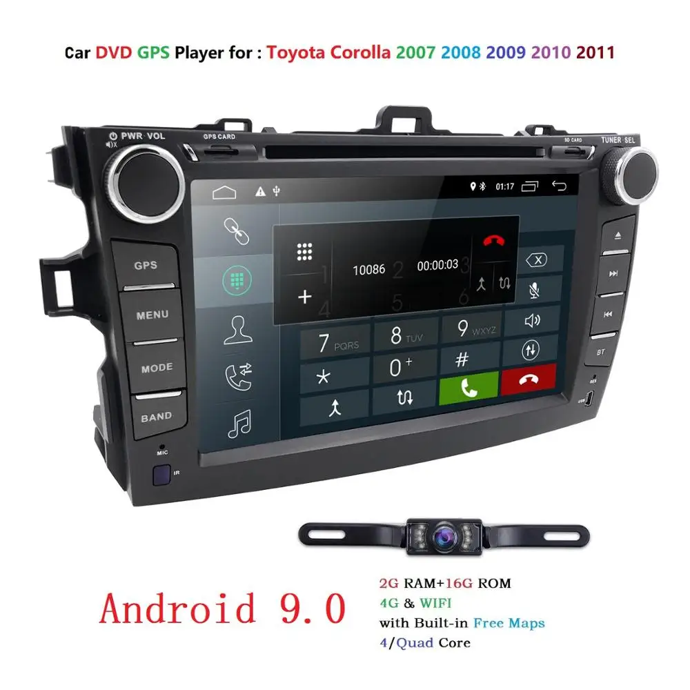 Для Toyota Corolla Android 9 0 четырехъядерный 2 Din автомобильный DVD стерео GPS с емкостным