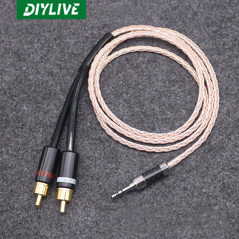 DIYLIVE Accor Leaf 7N Single Crystal Copper 3.5-RPM Dual Lotus 1 ⁄ 2 Aux Aux Audio Cable Computer Speaker Cable 3.5mm audio