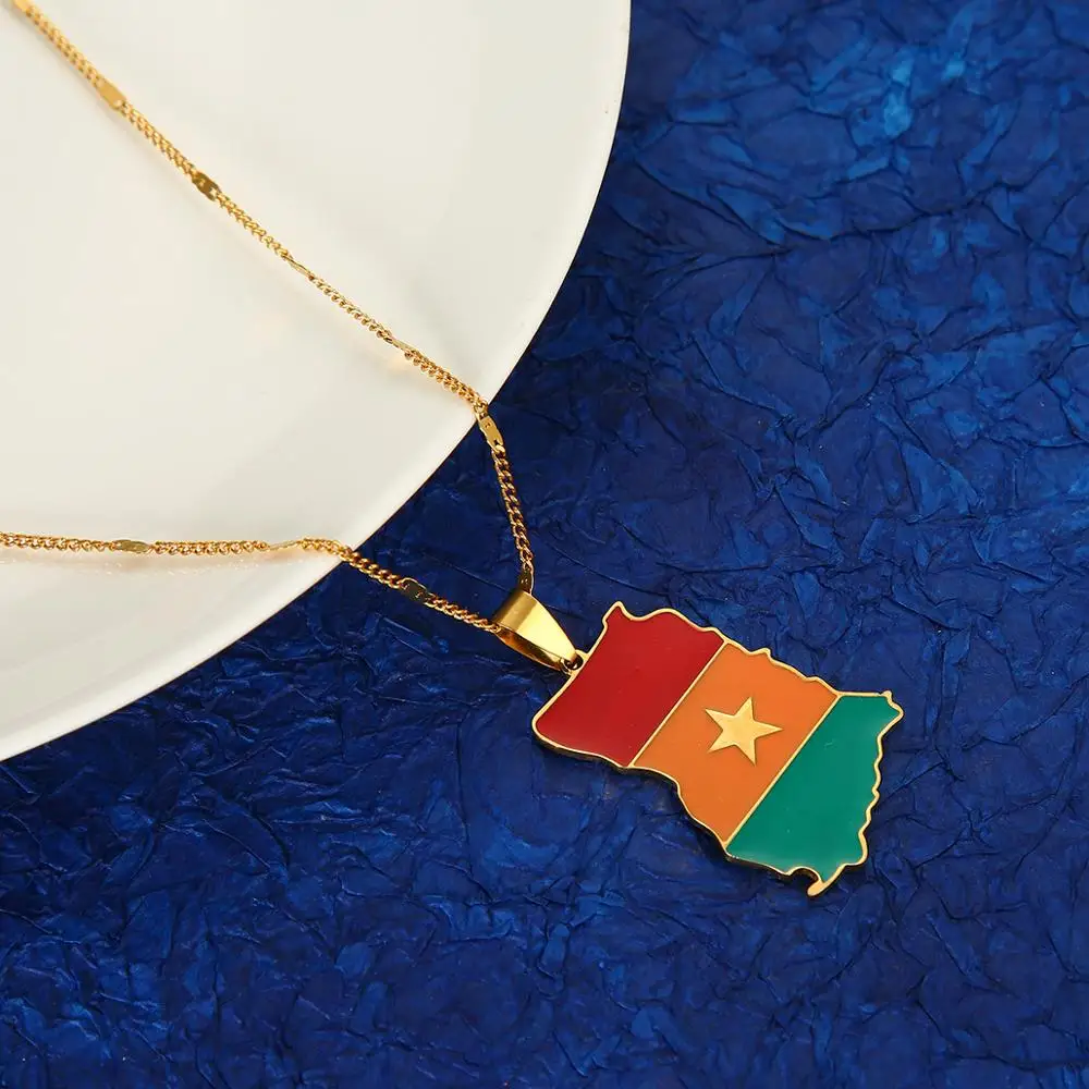 Нержавеющая сталь Эмаль Гана карта Подвесные Ожерелья модные ганский Шарм