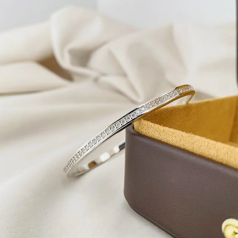 Браслет женский из 100% стерлингового серебра 925 пробы с высокоуглеродистыми