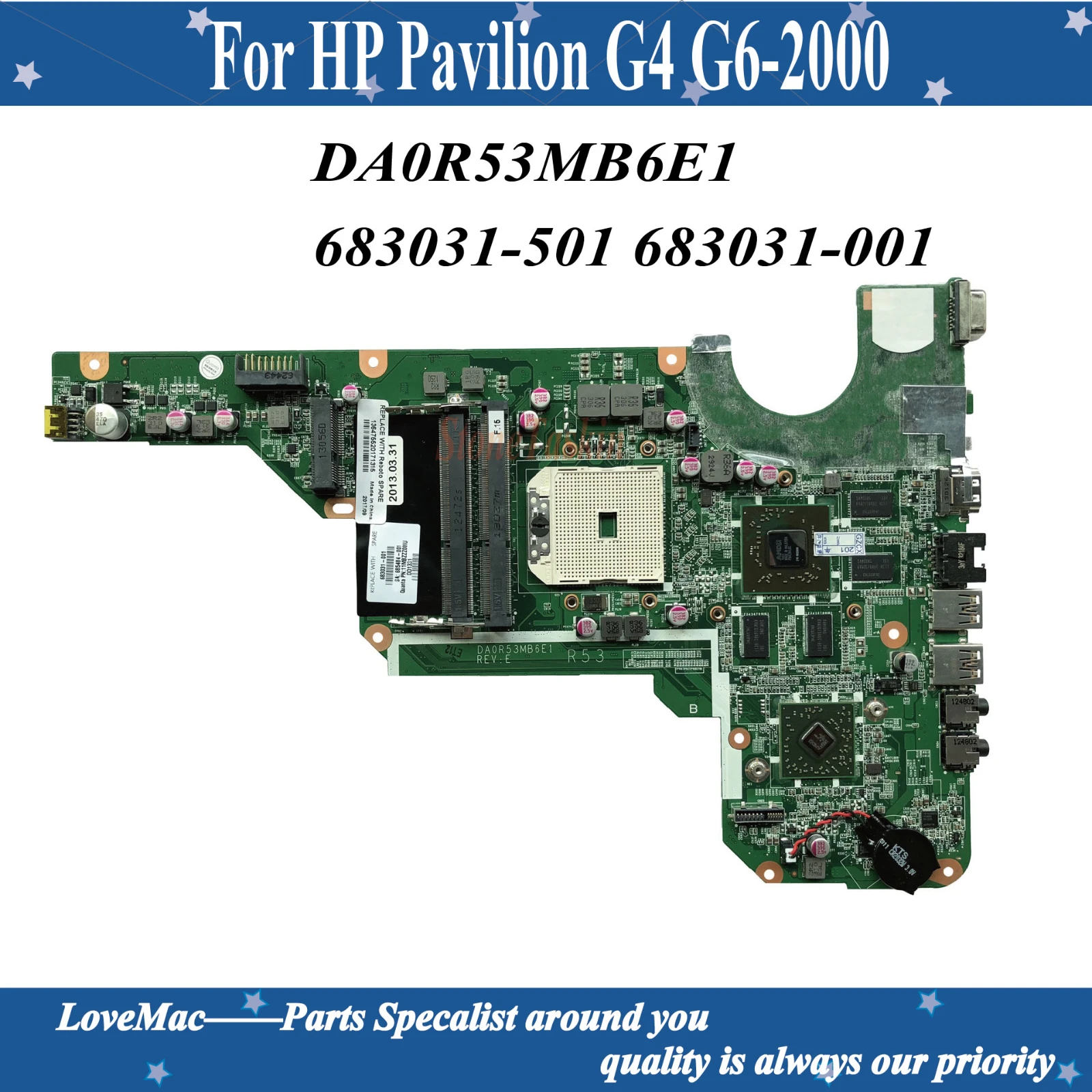

Высокое качество 683031-501 683031-001 для HP Pavilion G4 G6-2000 материнская плата для ноутбука DA0R53MB6E1 A70M 7670 2 ГБ 100% протестирована