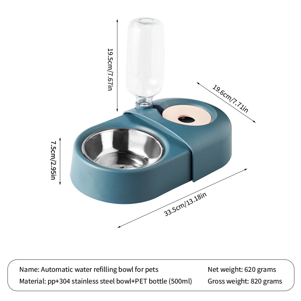 

2-IN-1 Automatic Cat Bowl Water Dispenser Water Storage Pet Dog Cat Food Bowl Food Container Feeder Pet Waterer Pets Supplies