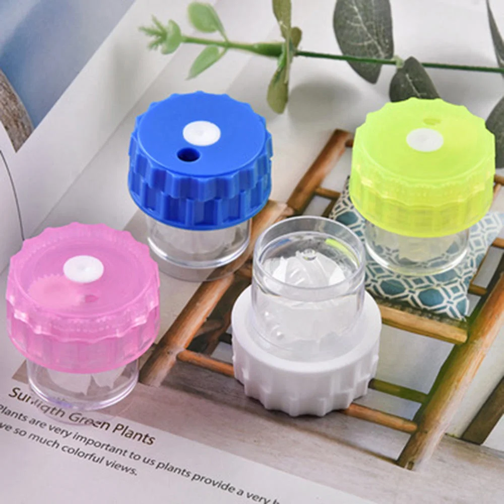 

Pure Color Contact Lens Case Manual Cleaner Advanced Safe Plastic Glasses Cleaning Box Manual Rotation Type Box For Travel Kit