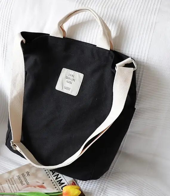 

Korean Canvas Shoulder Bag Zipper Luxury Women Bags Designer Women Messenger Bag Female Simple Handbag Letter Printing tote