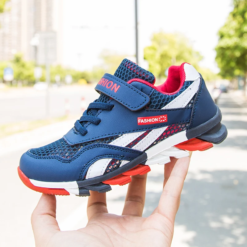 Кроссовки детские дышащие сетчатые на липучке спортивная обувь для бега