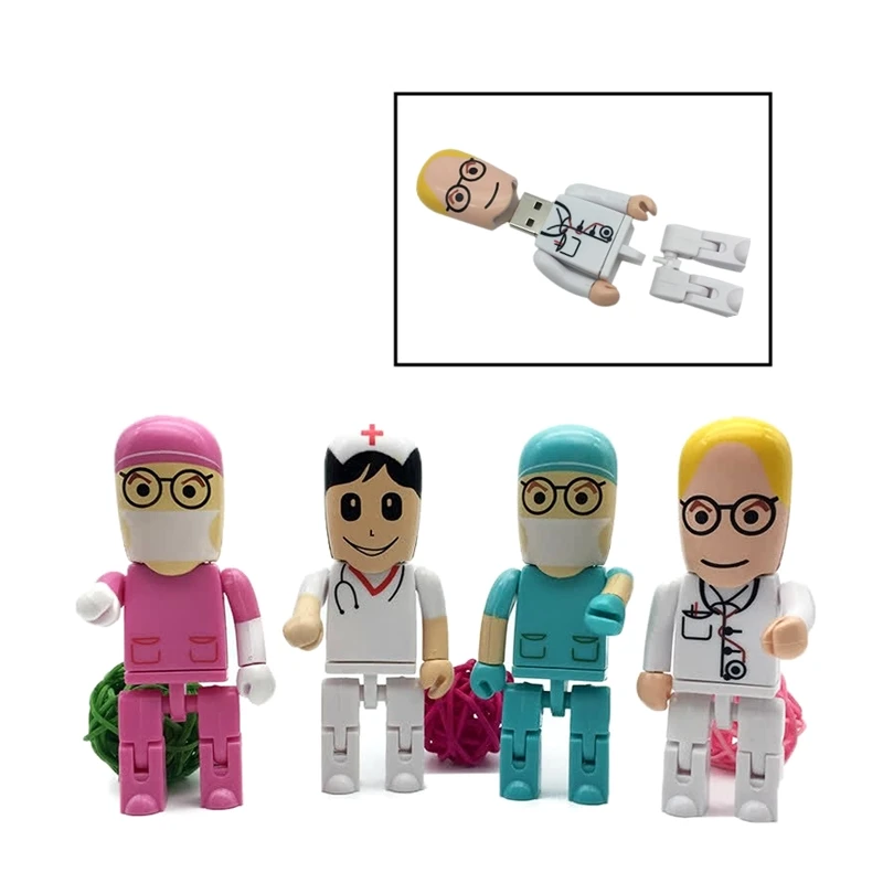 Больница мультфильм доктор игрушка серия USB флэш-накопитель 4 ГБ 8 ГБ ручка-накопитель 16 ГБ 32 ГБ 64 ГБ медсестры Флешка 128 ГБ usb флешка модный подарок