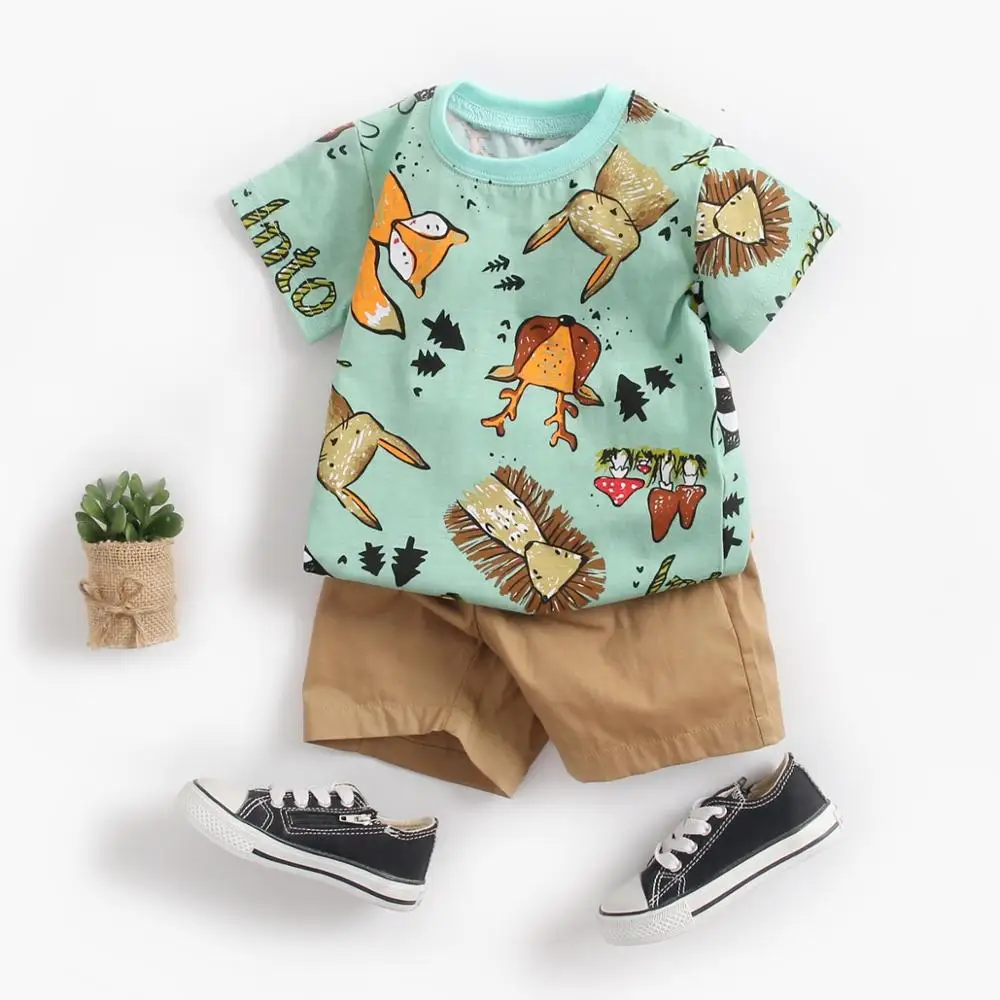 

Baby Boy Clothes Set Cute Infants Boys Clothing Sets Cotton Short Sleeve Baby Tops + Shorts 2Pcs Newborn Cartoon Clothes