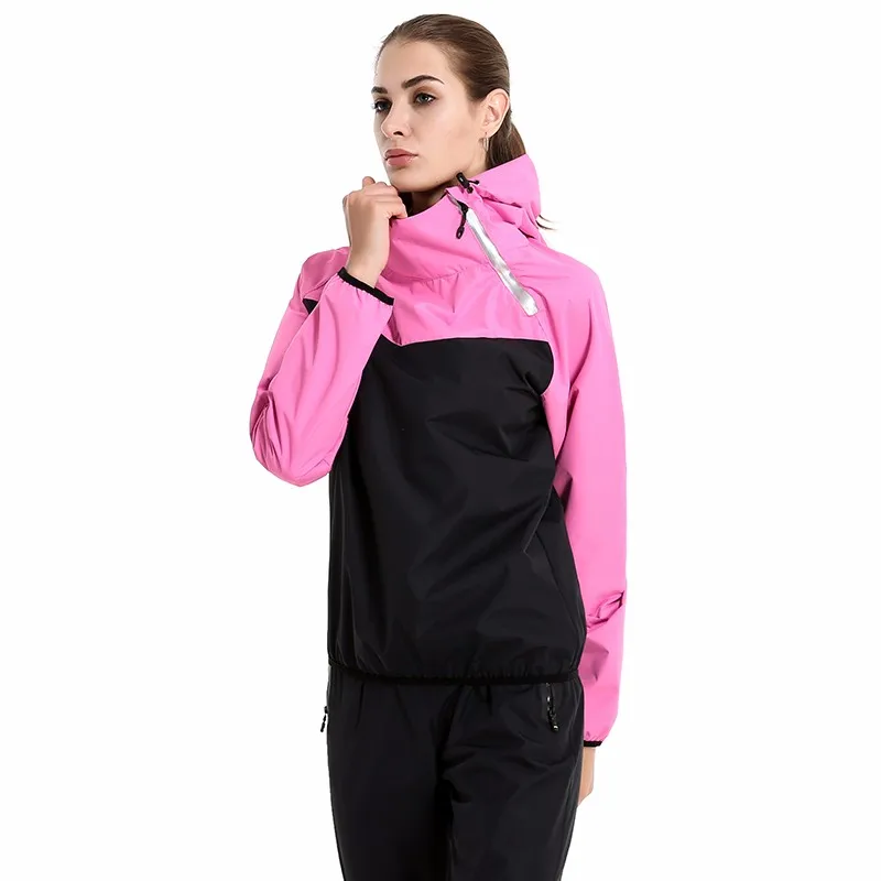 Для женщин Сауна костюм Горячая Пот Body Shaper тренировочная куртка + брюки Велоспорт