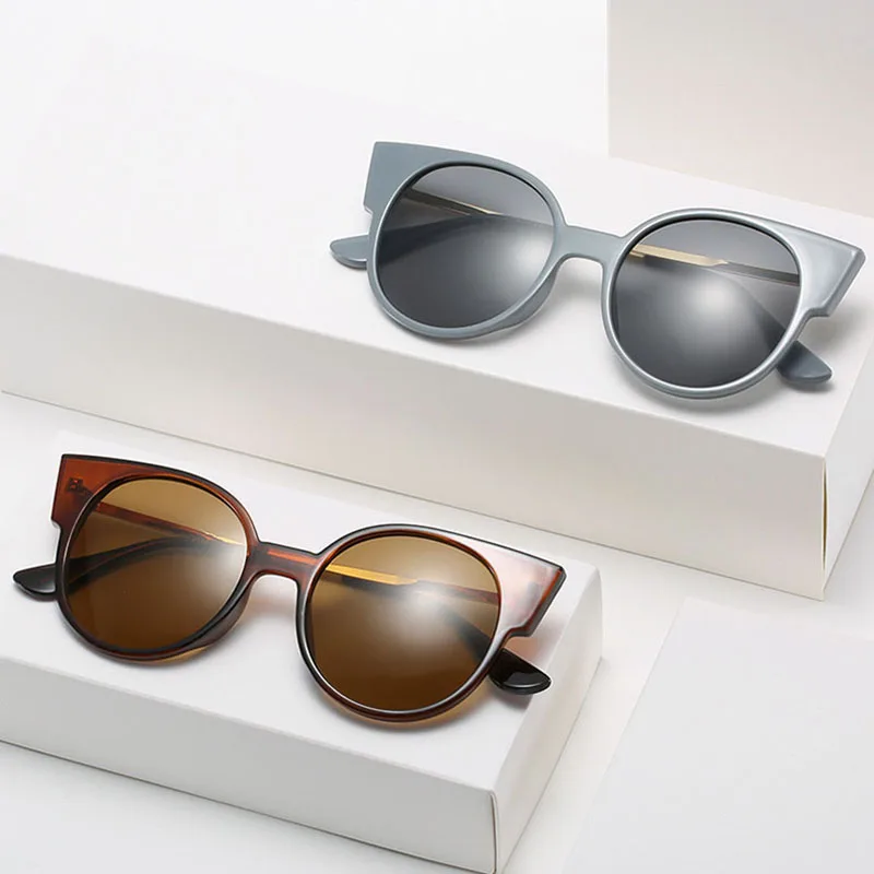 2021 новые модные большие круглые солнцезащитные очки кошачий глаз женские