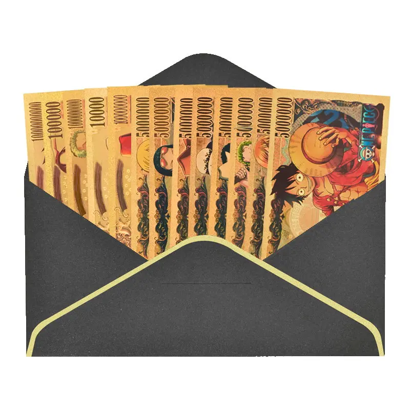 Японское аниме цельный мультяшный Золотой фольгированный банкнот искусственная