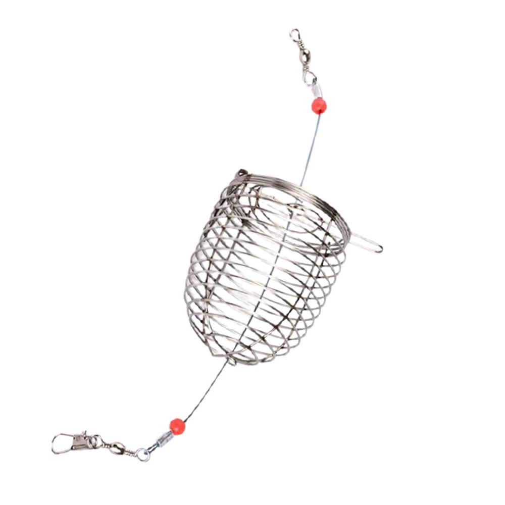 5PCS  Fish Small Stainless Steel Bait Cage Basket Feeder HolderFishing Lure Cage Fishing Accessories