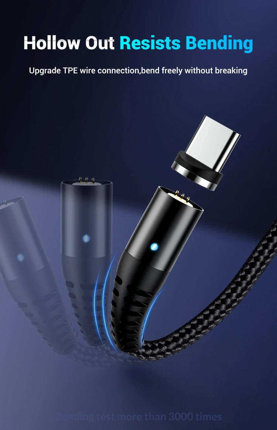 Магнитный usb-кабель TOPK для быстрой зарядки, кабель usb type-C, магнитный кабель для зарядки и передачи данных, кабель Micro usb 3A для iPhone, samsung, Xiaomi