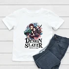 Demon Slayer футболка детская, Kawaii, летний топ, 2020, футболка с героями мультфильмов Kimetsu No Yaiba, забавная футболка Demon Blade для мальчиков, детская одежда
