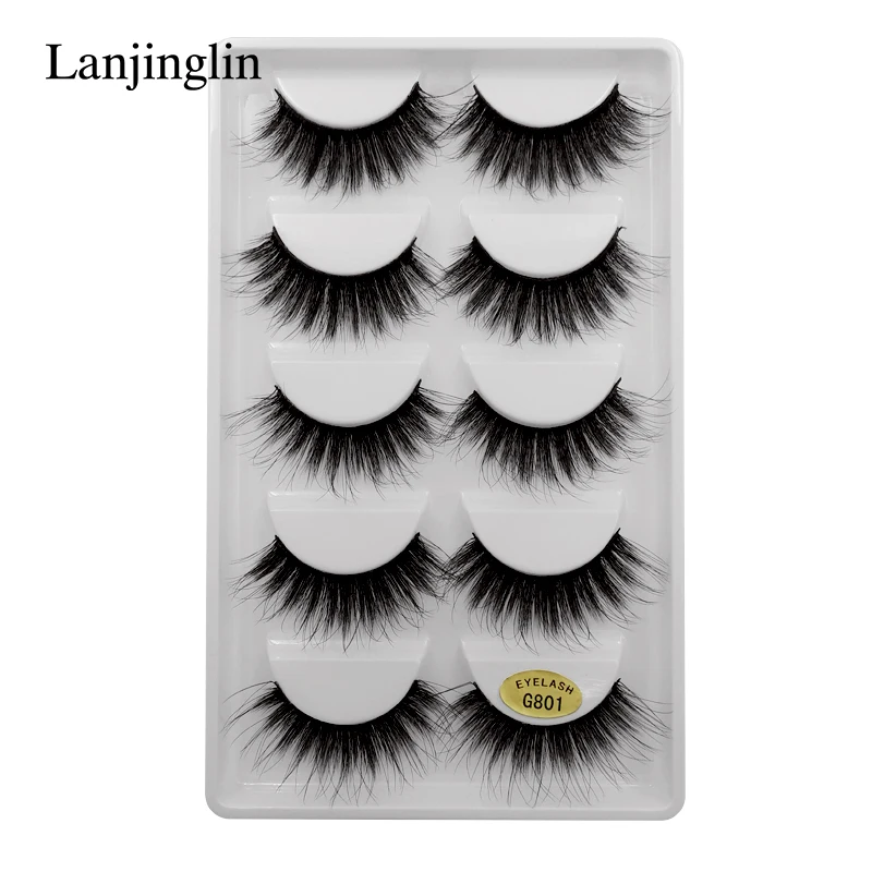 G801 10 boxes LANJINGLIN 10 коробок/лот норковые ресницы натуральные длинные накладные ресницы ручная работа Мягкие 3d норковые ресницы макияж Искусственные ресницы G803 - Цвет: G801 10 boxes