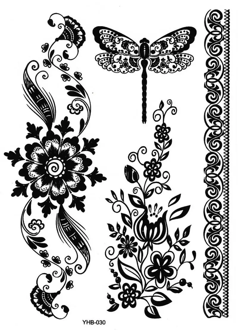 Дополнительные 4 стиля пикантные кружевные наклейки черная хна временная